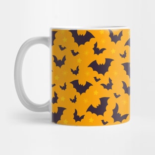 Bats & Stars - Fun Halloween 2019 Cute Spooky Orange Black Pattern Mug